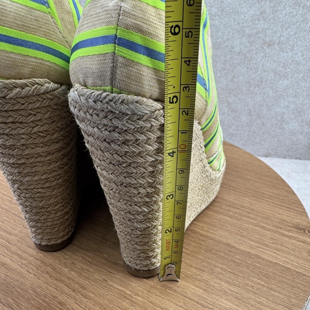 Tabitha Simmons Shoes Womens Size 7.5 Beige Linen Espadrille Wedge Italy - Picture 6 of 11